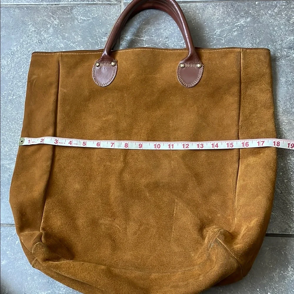 Vintage Brookstone 1970s-80s Butterscotch Brown Suede Tote Bag